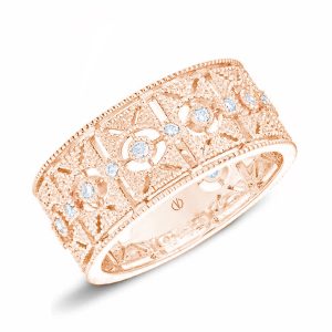 Bague femme or rose diamants