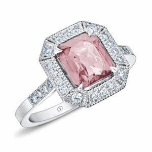 Bague femme or blanc morganite diamant