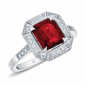 Bague femme or blanc rubis diamants