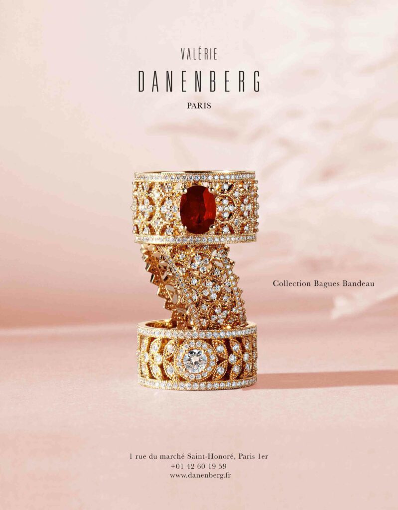 Bague or rose diamant rubis