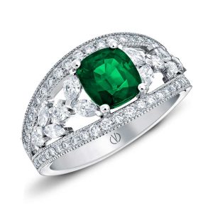 Bague Bacchante Or Blanc Emeraude