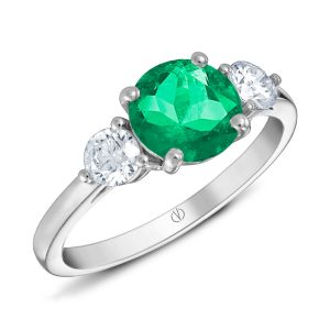 Platinum Emerald Trilogy Ring