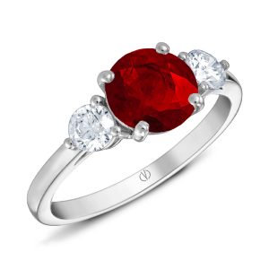 Platinum ruby trilogy ring